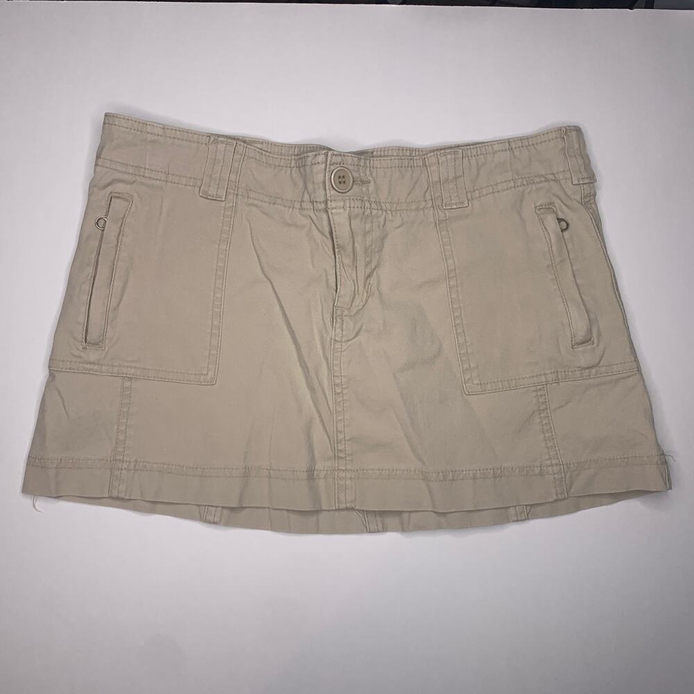 vintage Y2K Forever 21 khaki mini skirt women's size 7 zip pockets 2000s